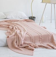 комплект плед с косами (180*220) и 2 наволочки (50*50) св. персик в Шахтах