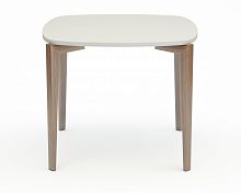 стол обеденный с белой столешницей и коричневыми ножками smooth compact в Шахтах