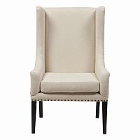 кресло мягкое с ушами белое nailhead fabric armchair в Шахтах