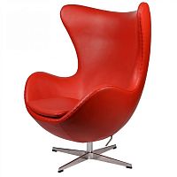 кресло arne jacobsen style egg chair кожа красное в Шахтах