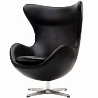 кресло с подлокотниками arne jacobsen style egg chair черное в Шахтах