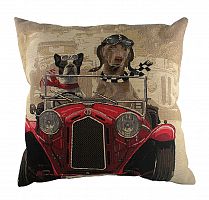 подушка с забавными собаками на красном автомобиле doggie drivers red в Шахтах