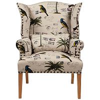 кресло мягкое с ушами quinn tufted armchair бежевое с рисунком в Шахтах